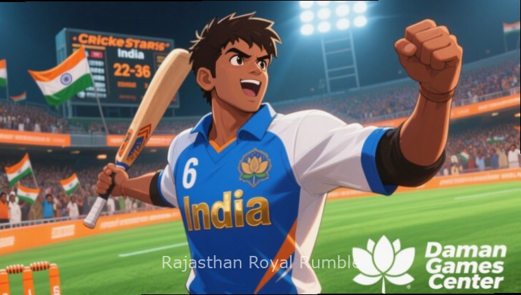 Rajasthan Royal Rumble game scene showing a battle in front of a majestic fort with Rajput warriors